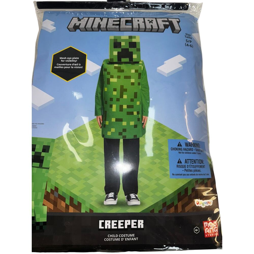 NEW Minecraft Creeper Costume Kids Small 4-6 Official Mojang Disguise Halloween